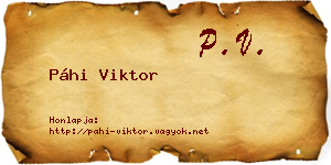 Páhi Viktor névjegykártya